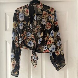 Rue 21 sheer tie floral kimono size XL